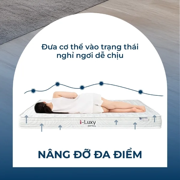 Mặt êm Đệm Foam I-Luxy nâng đỡ đa điểm, nâng niu từng vùng cơ thể