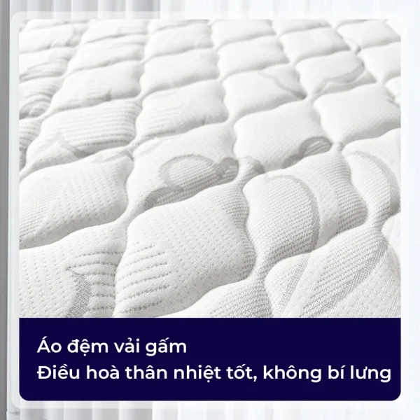 Áo đệm Đệm lò xo túi độc lập Boston được làm từ vải gấm giúp thoáng mát, không bí nóng