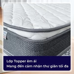 Đệm lò xo túi độc lập Boston có lớp topper foam gia tăng độ êm ái, thư giãn