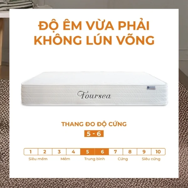 Đệm lò xo túi độc lập Foursea có độ êm vừa phải, không lún võng