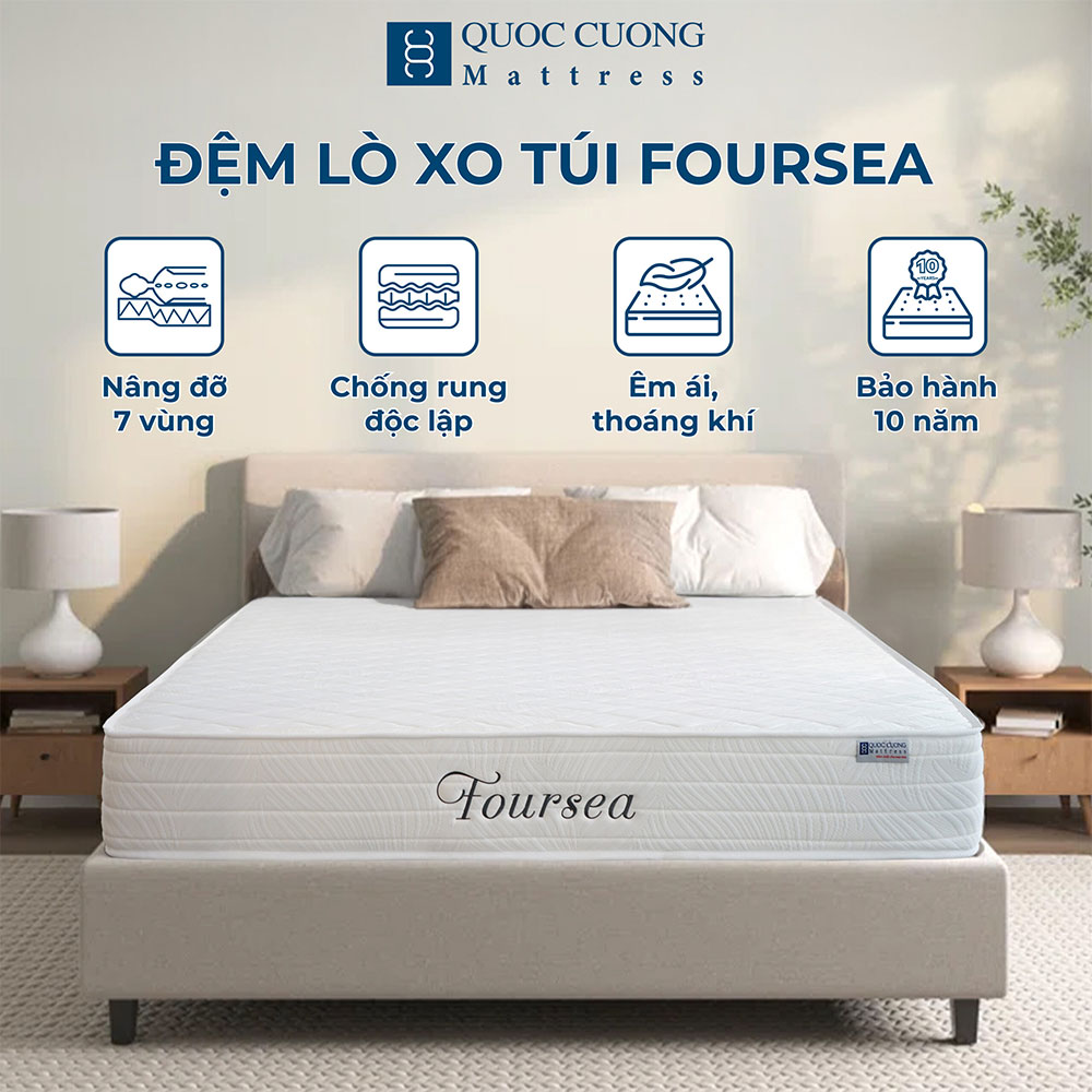 Đệm lò xo túi nhập khẩu Foursea 23cm