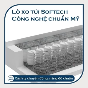 Đệm lò xo cao cấp Supertop sử dụng công nghệ lò xo Softech cách li chuyển động, nâng đỡ tối đa
