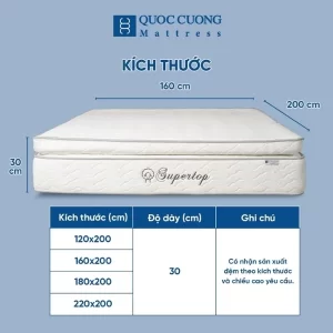 Đệm lò xo cao cấp Supertop với đa dạng các kích thước khác nhau