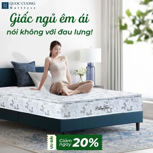 Đệm lò xo liên kết Pillowtop mang lại giấc ngủ êm ái, không đau lưng