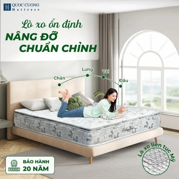 Đệm lò xo liên kết Pillowtop nâng đỡ chuẩn chỉnh mọi tư thế nằm