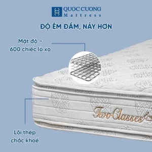Đệm lò xo liên kết Two Classes với lõi thép có mật độ 600 lò xo tạo độ đầm và cực kỳ bền bỉ