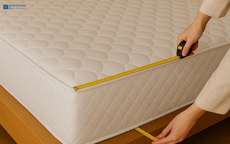 Kiểm tra kích thước của đệm và giường